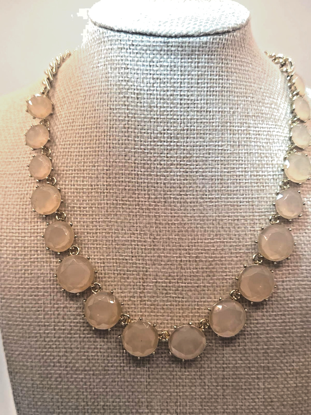 NWT Ann Taylor Pink Rivoli Rhinestone Crystal Necklace Goldtone MSRP $49.50